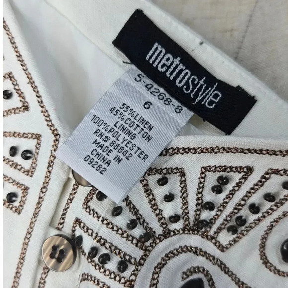 Vintage Metrostyle Cotton Linen Embroidered Maxi Dress size 6 - Picture 4 of 4